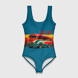 Женский купальник-боди Ретро автобус ЗИЛ 156 поп-арт