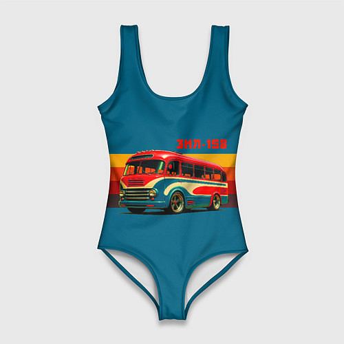Женский купальник-боди Ретро автобус ЗИЛ 156 поп-арт / 3D-принт – фото 1