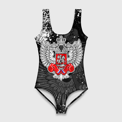 Женский купальник-боди Федерация бокса России - брызги / 3D-принт – фото 1