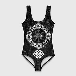 Купальник-боди 3D женский Шлем ужаса агисхьяльм в кельтском узле, цвет: 3D-принт