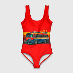 Купальник-боди 3D женский Ретро автобус ЗИУ-6, цвет: 3D-принт