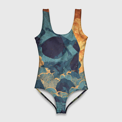 Женский купальник-боди Металл арт - долина - череп / 3D-принт – фото 1