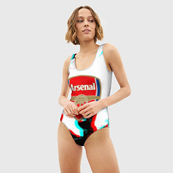 Купальник-боди 3D женский Arsenal огонь глитч, цвет: 3D-принт — фото 2