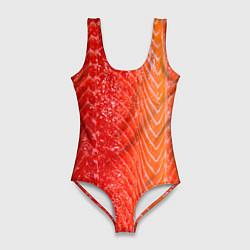 Купальник-боди 3D женский Лосось филе текстура, цвет: 3D-принт