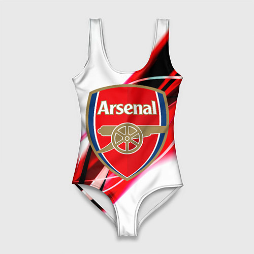 Женский купальник-боди Арсенал геометрия красные полосы / 3D-принт – фото 1