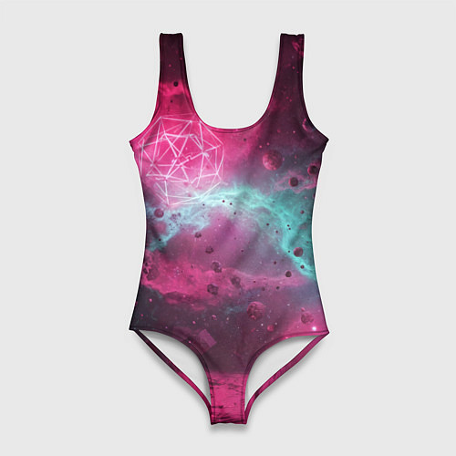 Женский купальник-боди Космическая абстракция с геометрическими фигурами / 3D-принт – фото 1