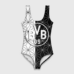 Купальник-боди 3D женский Borussia geometry black steel, цвет: 3D-принт