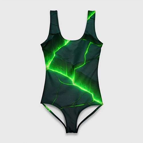 Женский купальник-боди Кислотный зеленый свет из плит / 3D-принт – фото 1
