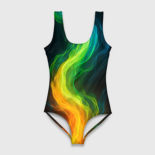 Женский купальник-боди Разноцветное пламя / 3D-принт – фото 1