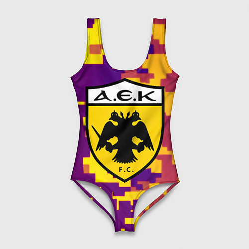 Женский купальник-боди AEK камуфляж ночь / 3D-принт – фото 1