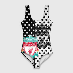 Купальник-боди 3D женский Liverpool черно белые точки, цвет: 3D-принт