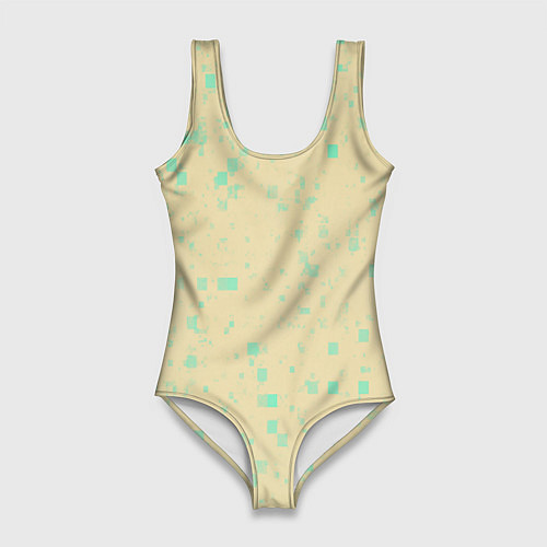 Женский купальник-боди Color beige turquoise / 3D-принт – фото 1