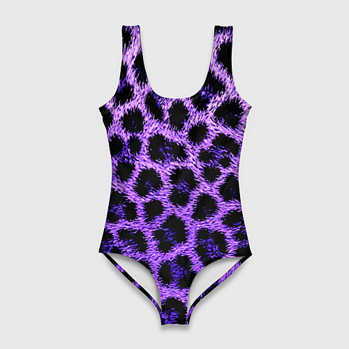 Женский купальник-боди Леопардовый фиолетовый / 3D-принт – фото 1