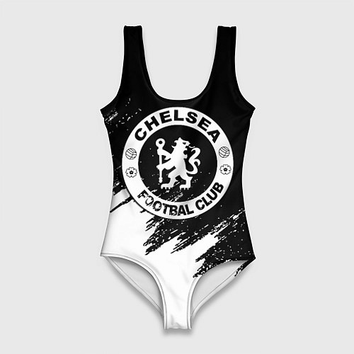 Женский купальник-боди Чели белые краски текстура / 3D-принт – фото 1