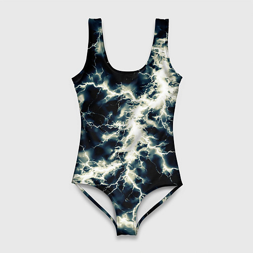 Женский купальник-боди Чёрно-синий разряд абстракция / 3D-принт – фото 1