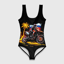 Купальник-боди 3D женский Girl motorcycle, цвет: 3D-принт