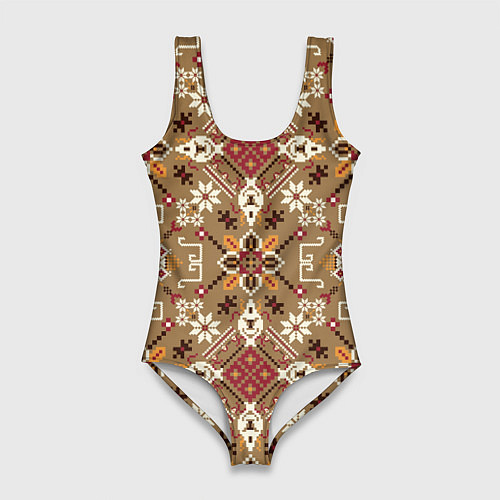 Женский купальник-боди Традиционные славянские узоры / 3D-принт – фото 1