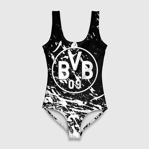 Женский купальник-боди Borussia белые краски / 3D-принт – фото 1