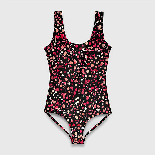 Женский купальник-боди Красно-розовые крапинки / 3D-принт – фото 1