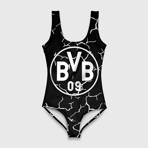 Женский купальник-боди Borussia черно белые / 3D-принт – фото 1