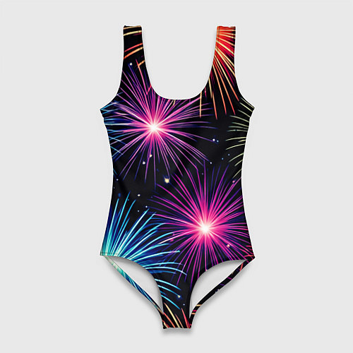 Женский купальник-боди Стилизованный праздничный салют / 3D-принт – фото 1