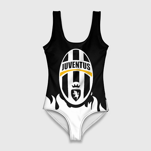 Женский купальник-боди Juventus белый огонь / 3D-принт – фото 1