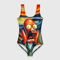 Купальник-боди 3D женский Зойдберг кричит на картине Эдварда Мунка - мем, цвет: 3D-принт