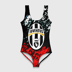Купальник-боди 3D женский Juventus краски штрихи текстура, цвет: 3D-принт