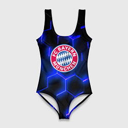 Купальник-боди 3D женский FC Bayern Mnchen соты, цвет: 3D-принт