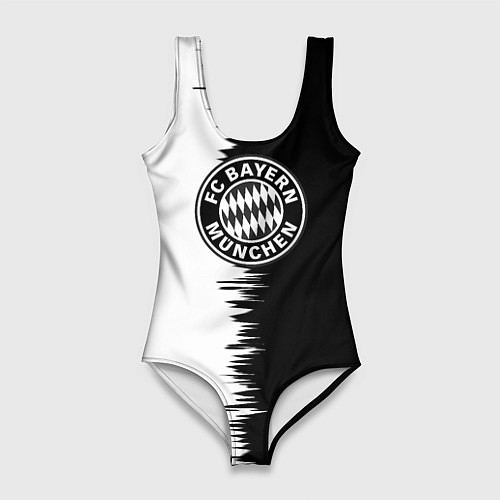Женский купальник-боди Бавария Мюнхен черно белые штрихи / 3D-принт – фото 1