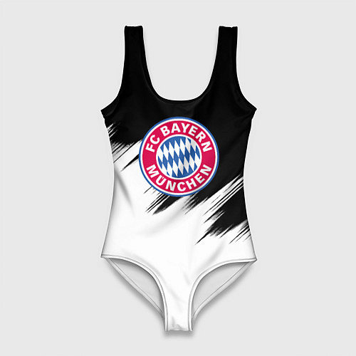 Женский купальник-боди Бавария Мюнхен черно белые штрихи / 3D-принт – фото 1
