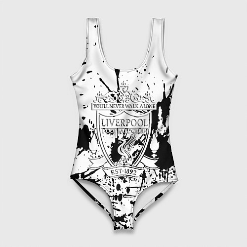 Женский купальник-боди Ливерпуль черно белые краски / 3D-принт – фото 1