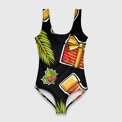 Женский купальник-боди Рождественский вайб / 3D-принт – фото 1