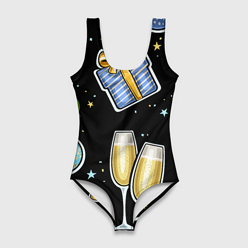 Женский купальник-боди Новогодний вайб / 3D-принт – фото 1