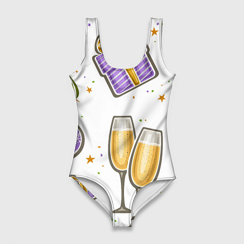 Женский купальник-боди Новогодний вайб / 3D-принт – фото 1