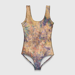 Купальник-боди 3D женский Абстракция - pink marble with blue flecks, цвет: 3D-принт