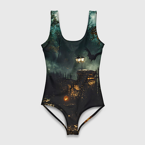 Женский купальник-боди Ночь тыкв и теней / 3D-принт – фото 1