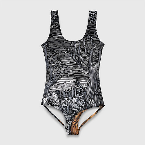 Женский купальник-боди Осенние шалости духов / 3D-принт – фото 1