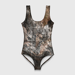 Купальник-боди 3D женский Абстракция - brown darkness, цвет: 3D-принт