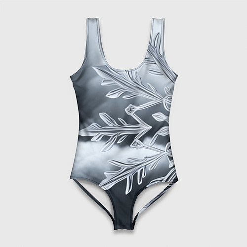 Женский купальник-боди Снежинка на черно белое / 3D-принт – фото 1