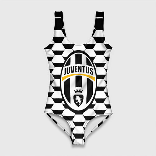 Женский купальник-боди Juventus геометрия черно белая / 3D-принт – фото 1