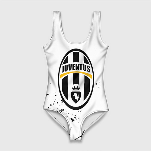 Женский купальник-боди Ювентус черные краски всплеск / 3D-принт – фото 1