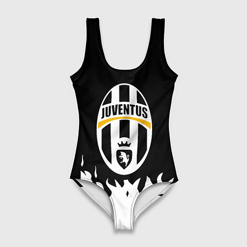 Женский купальник-боди Ювентус белый огонь текстура / 3D-принт – фото 1