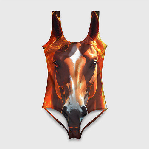 Женский купальник-боди Статная огненная лошадь / 3D-принт – фото 1