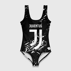 Купальник-боди 3D женский Juventus белые штрихи красок, цвет: 3D-принт