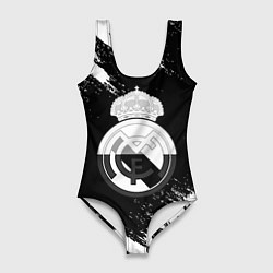 Женский купальник-боди Реал Мадрид черно белые краски