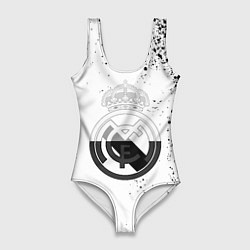 Женский купальник-боди Реал Мадрид черно белые краски