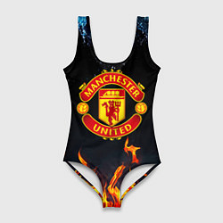 Купальник-боди 3D женский Манчестер Юнайтед лёд и огонь, цвет: 3D-принт