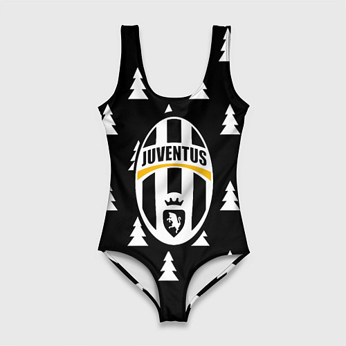 Женский купальник-боди Ювентус ёлочки паттерн / 3D-принт – фото 1