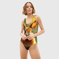 Купальник-боди 3D женский Зайчик в лесу, цвет: 3D-принт — фото 2